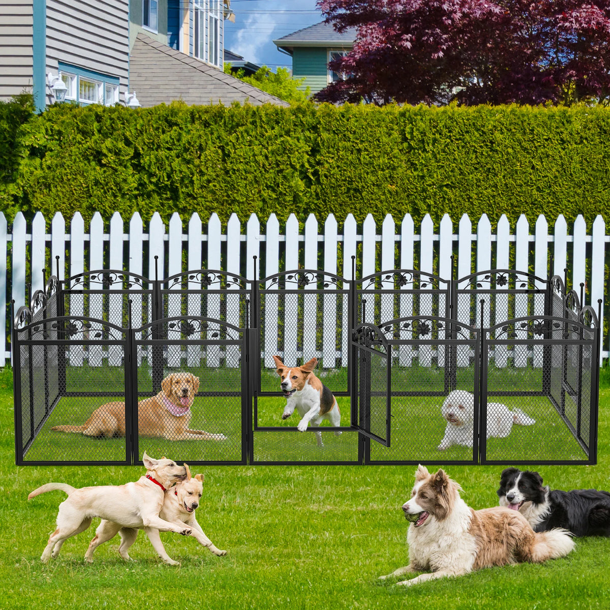 BINGOPAW Eight-Panel Metal Dog Playpen with Mat