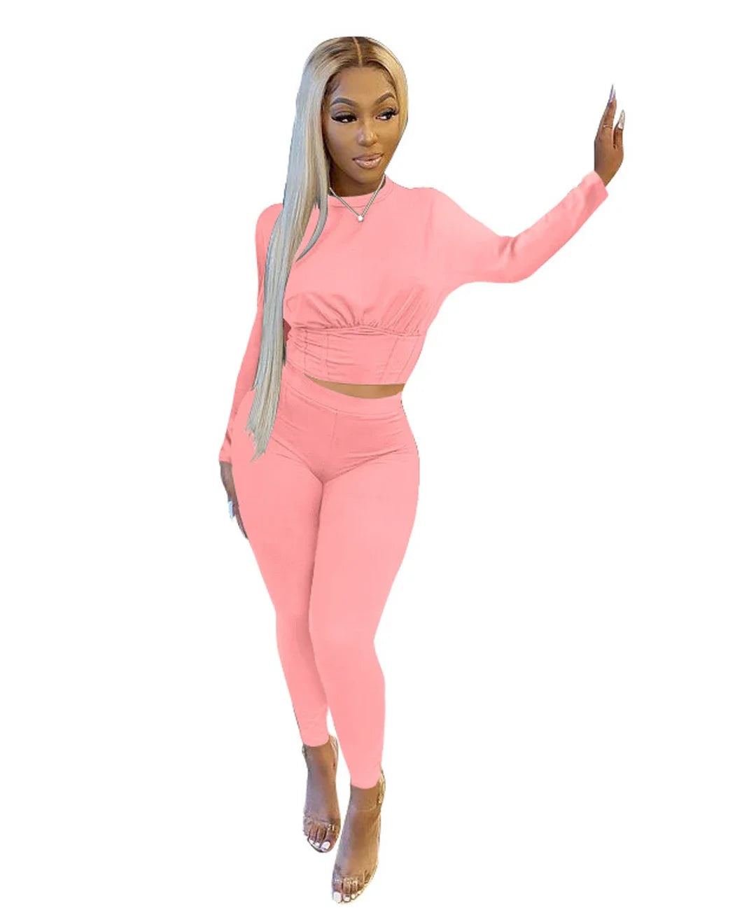 Women's Solid-Color Two-Piece Casual Outfit