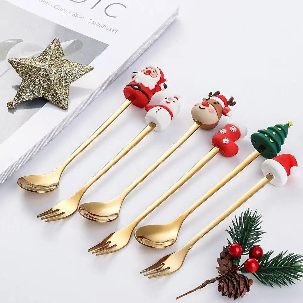 Christmas Stainless Steel Spoons and Forks — 4 Pieces