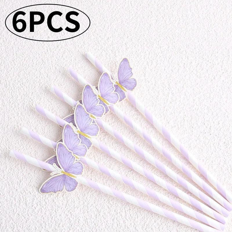 Butterfly Paper Party Straws, 6/12/24 Pack
