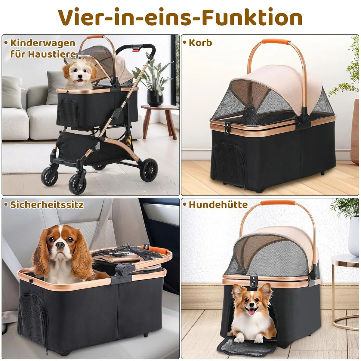 Two-in-One Folding Pet Stroller & Carrier