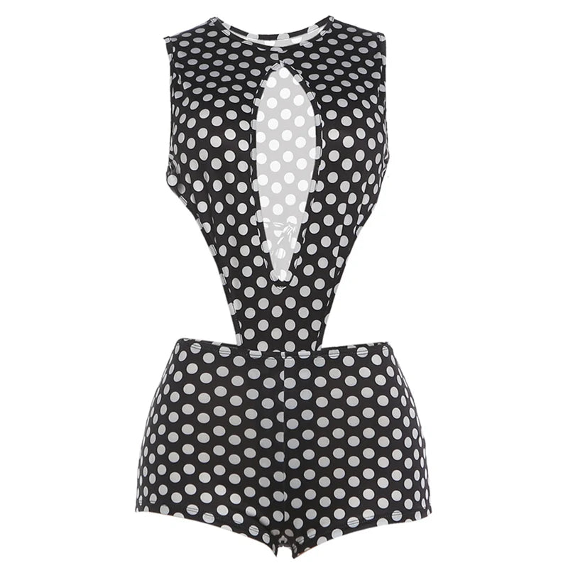 Women's Polka-Dot Bodysuit and Shorts Set