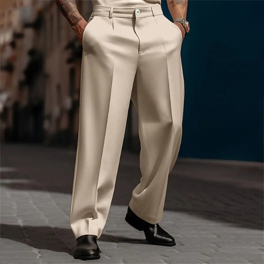 Men's High-Waisted Relaxed Dress Trousers
