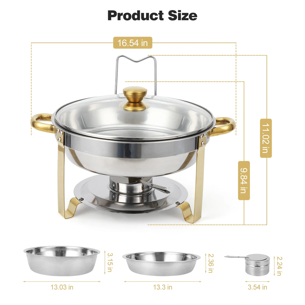 HiMISS 5-Quart Chafing Dishes with Glass Lids, 2-Pack