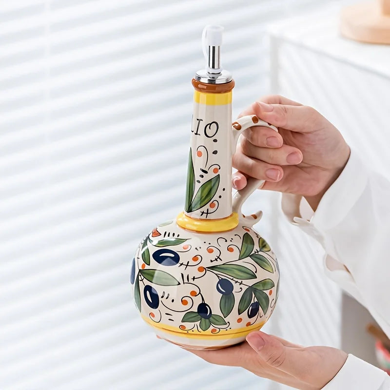 Decorative Ceramic Oil and Vinegar Dispenser