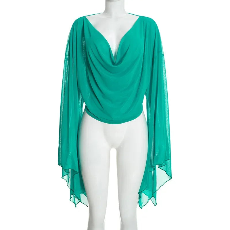 Women's Draped V-Neck Crop Top and Capri Set