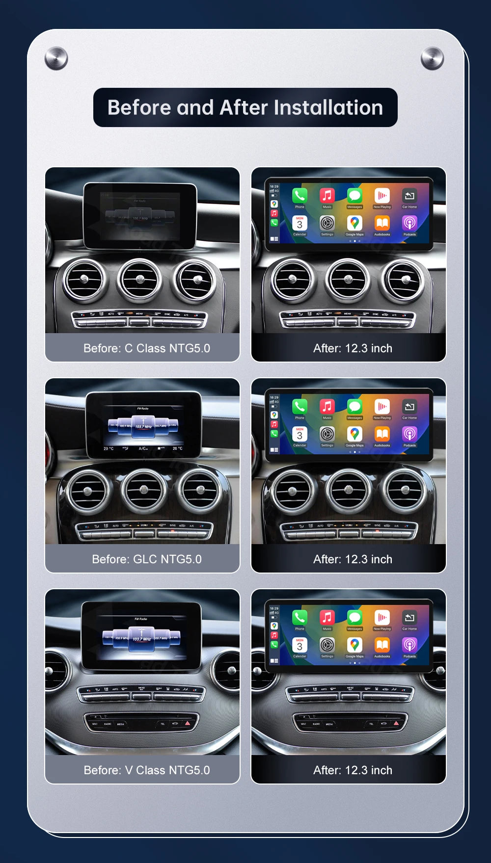 Road Top CarPlay Display for Mercedes-Benz NTG5.0
