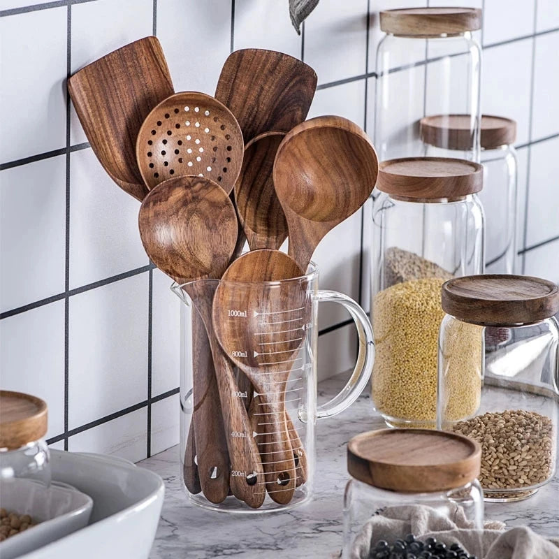 Teak Wood Cooking Utensils — Assorted Sets