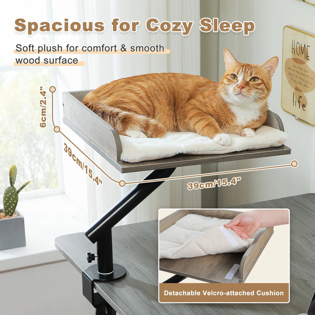 360° Rotating Desk-Mounted Cat Bed