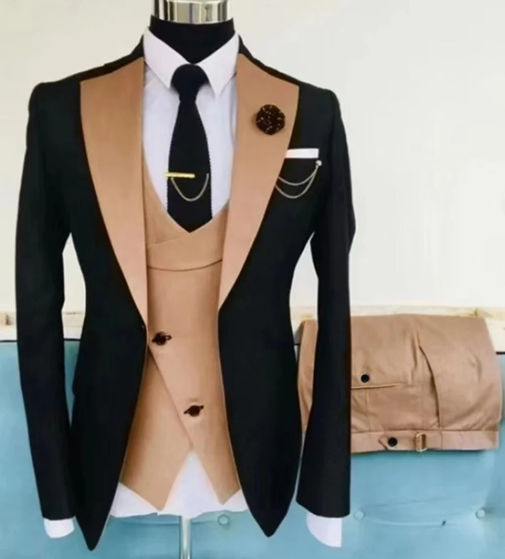 Men's Three-Piece Wedding Suit – Jacket, Vest & Pants