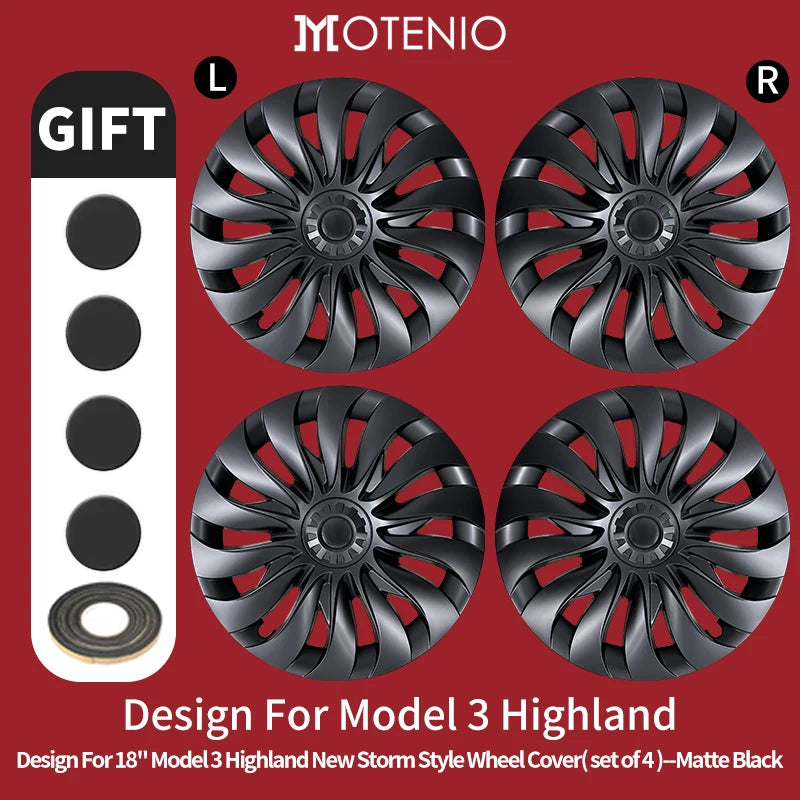 MOTENIO 18-Inch Wheel Covers for Model 3 Highland – Set of 4