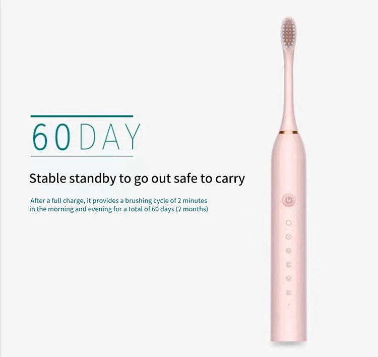 Rechargeable Electric Toothbrush with 4 Brush Heads