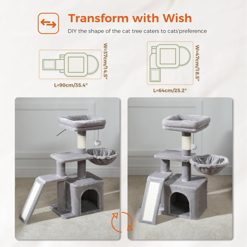 Compact Cat Tree with Removable Perch & Hammock