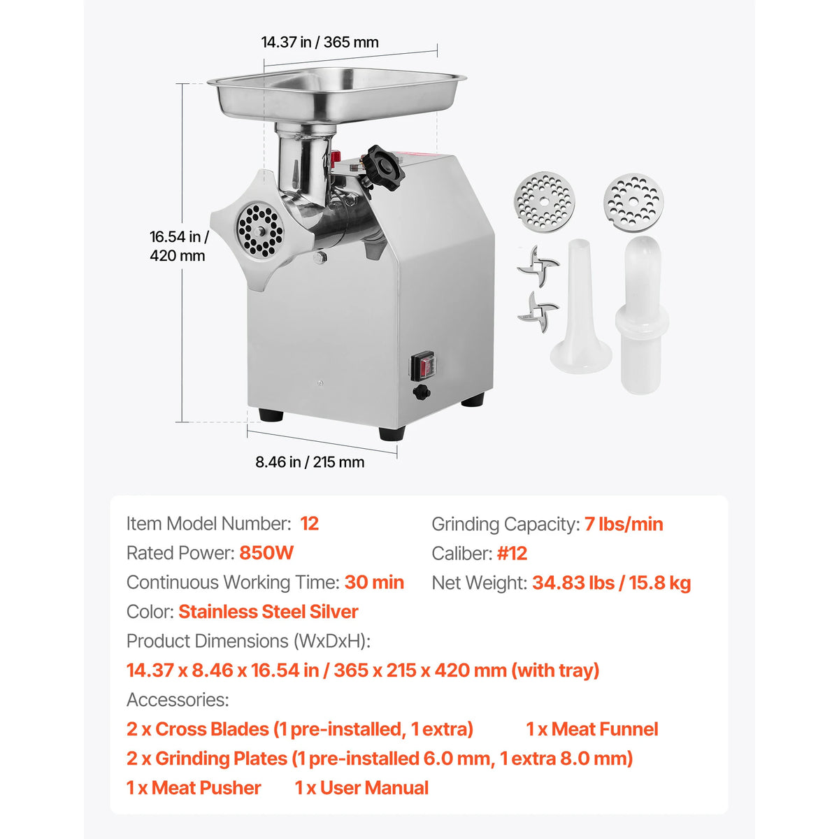 SucceBuy Commercial Electric Meat Grinder