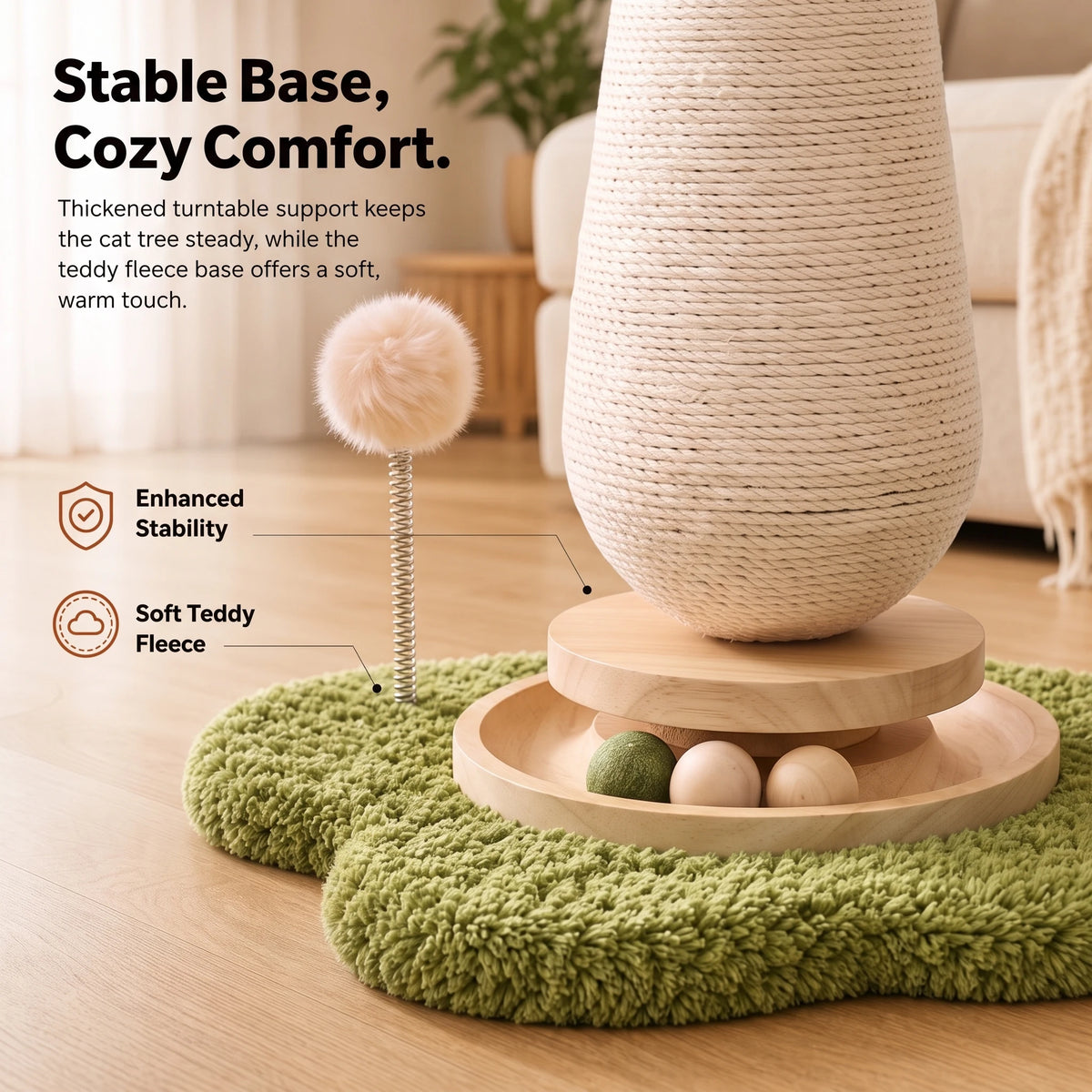 Mushroom or Carrot Cat Scratching Post with Ball Toy