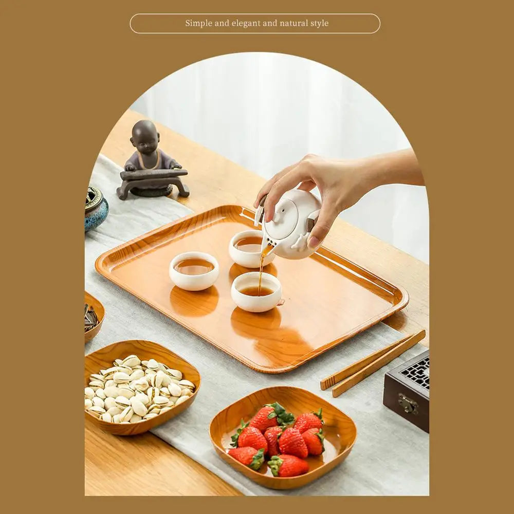 Wood-Grain PP Square Plates — Assorted Packs