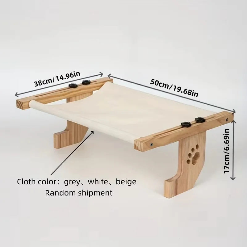 Adjustable Cat Window Perch with Wood & Metal Frame