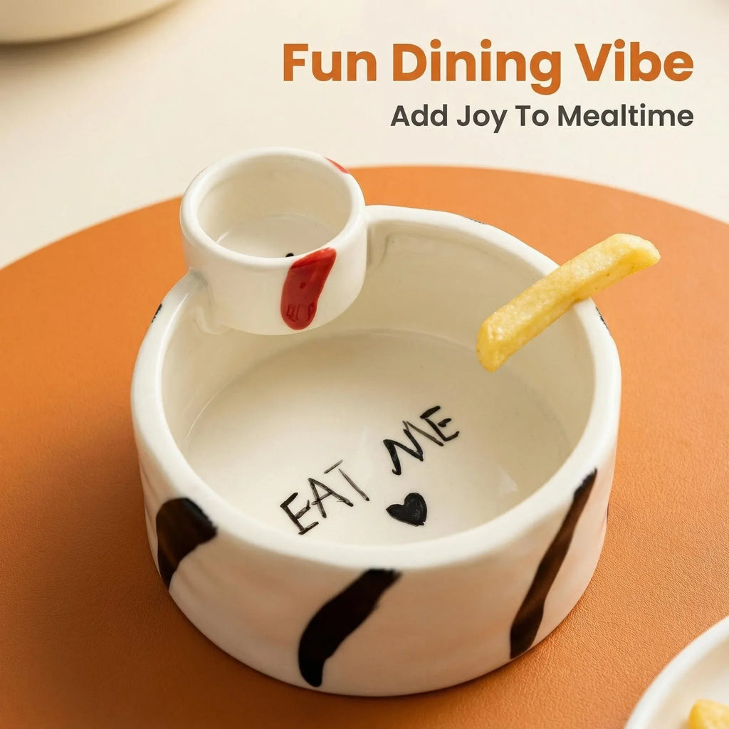 Ceramic Fries and Dip Bowl