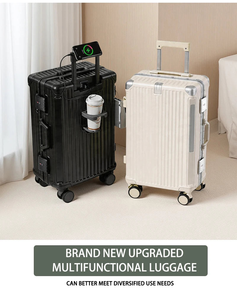 BunnyFly Suitcase Travel Suitcase Men Women 20 Carry-On Luggage Women PC Aluminum Frame Trolley Case TSA Password Lock Whispering Desires Shoppe