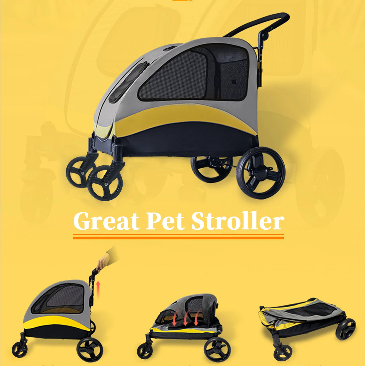 Foldable Four-Wheel Pet Stroller