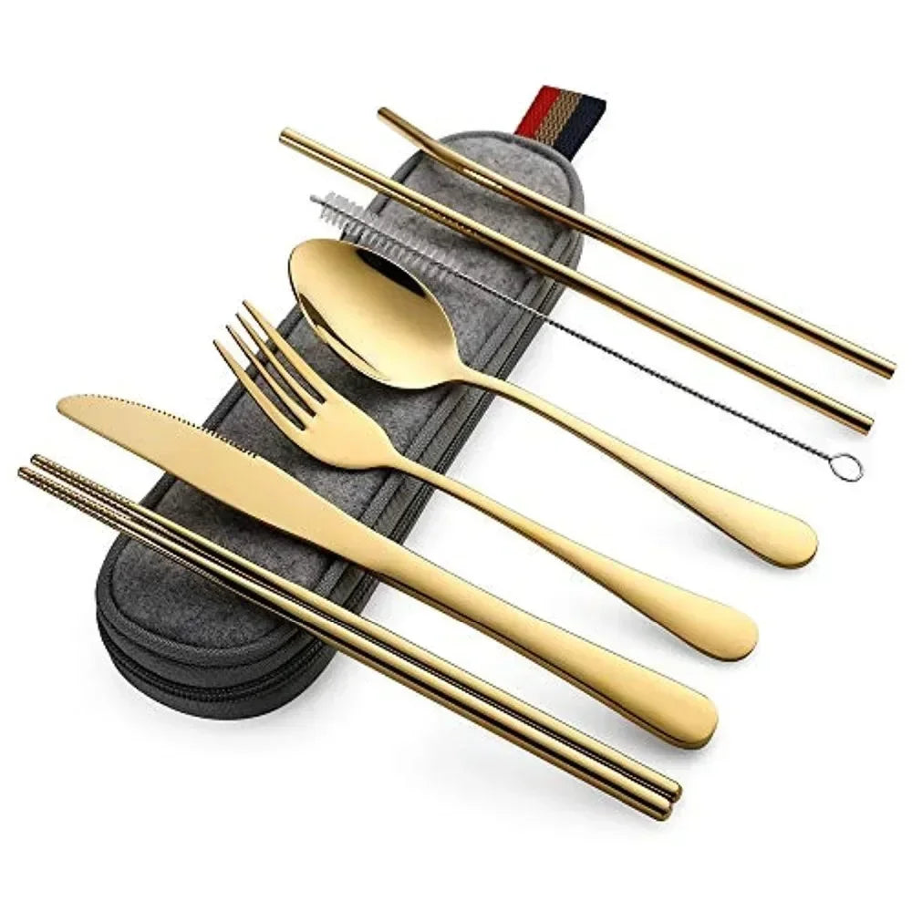 Portable Stainless Steel Travel Cutlery — 8-Piece Set