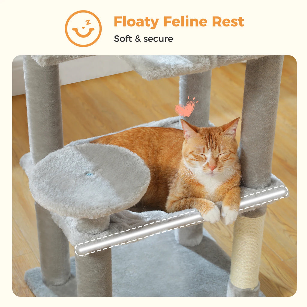 113cm Five-Level Cat Tree with Hammock & Condo