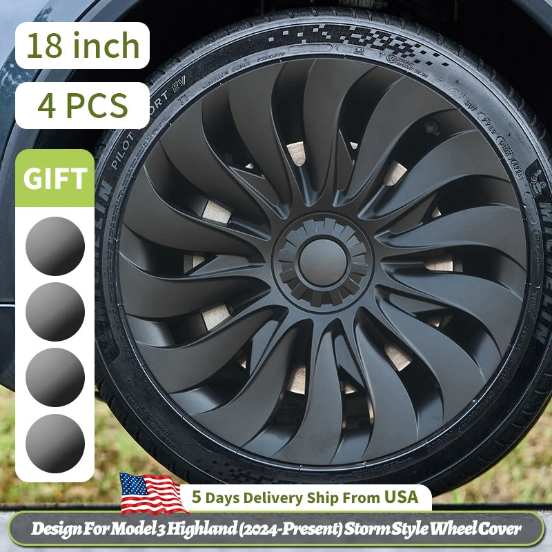 MOTENIO 18-Inch Wheel Covers for Model 3 Highland – Set of 4