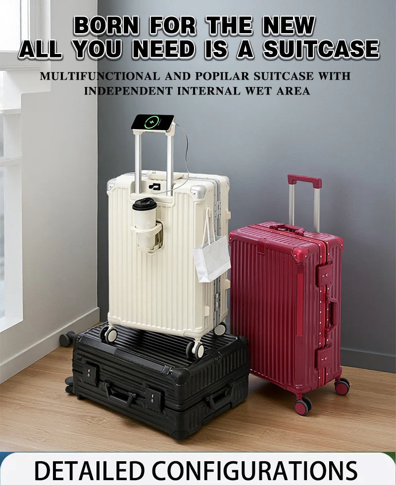 BunnyFly Suitcase Travel Suitcase Men Women 20 Carry-On Luggage Women PC Aluminum Frame Trolley Case TSA Password Lock Whispering Desires Shoppe