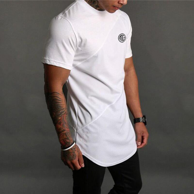 Mens Muscle T Shirt Gym Bodybuilding Fitness Tees Tops Cotton Patchwork Mesh Slim Fit T Shirt Cotton Sports Short Sleeve Tshirt Whispering Desires Shoppe