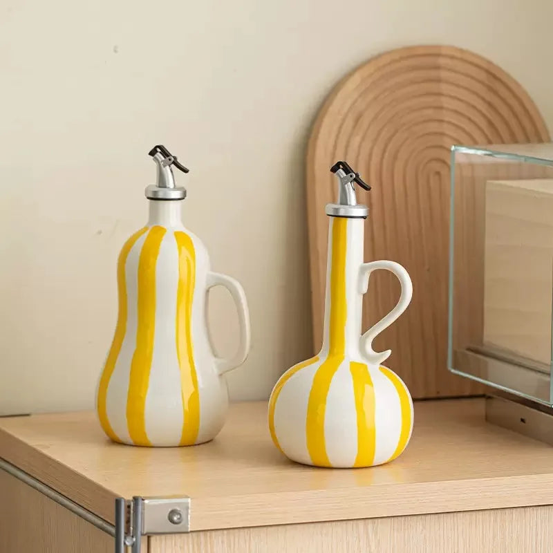 Decorative Ceramic Oil and Vinegar Dispenser