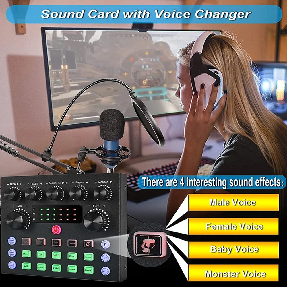 V8S Podcast Microphone & Audio Mixer Bundle