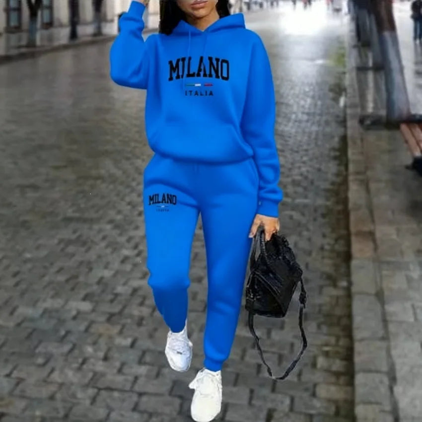 Women's Milano Letter-Print Top and Wide-Leg Pants Set