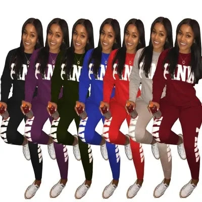 Women's Letter-Print Two-Piece Active-Casual Outfit