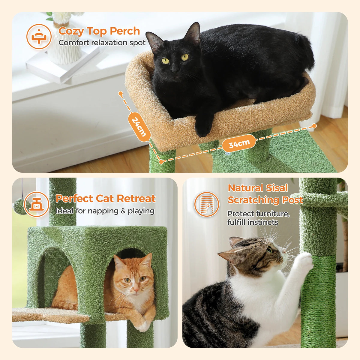 113cm Five-Level Cat Tree with Hammock & Condo