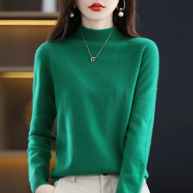 Women's Wool Mock-Neck Knit Sweater