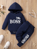 Baby Letter-Print Hooded Top and Pants Set