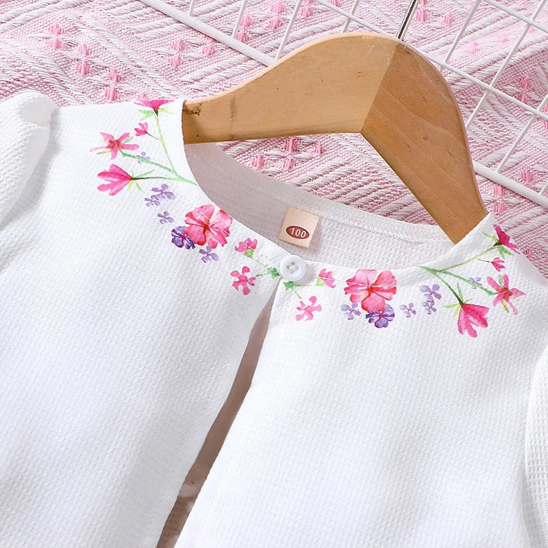 Kids Casual Clothing Sets Outfits For Girls Spring Summer Toddler Floral Print Long Sleeve Coat Tank Dress Children Clothes Whispering Desires Shoppe