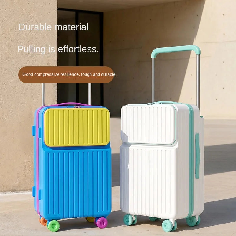 Front-opening Luggage Macaron Colors Pure PC 20 inch Boarding Cabin Suitcase 22/24/26/28 Inch Sturdy and Durable Women's Bags Whispering Desires Shoppe