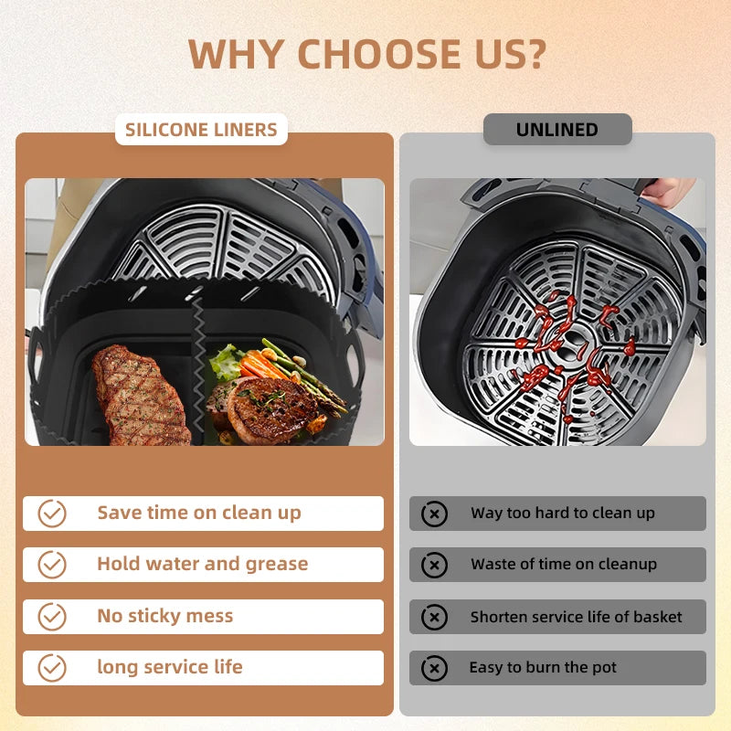 Square Silicone Air Fryer Liner with Divider