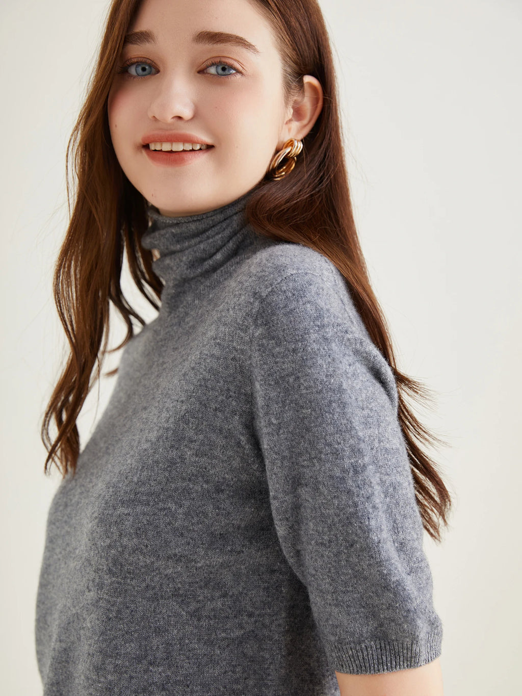 Women's Knit Tops Short Sleeve Fashion Women Sweaters New 100% Merino Wool Knitwears Vintage Sweater Turtleneck Pullover Clothes Dsers
