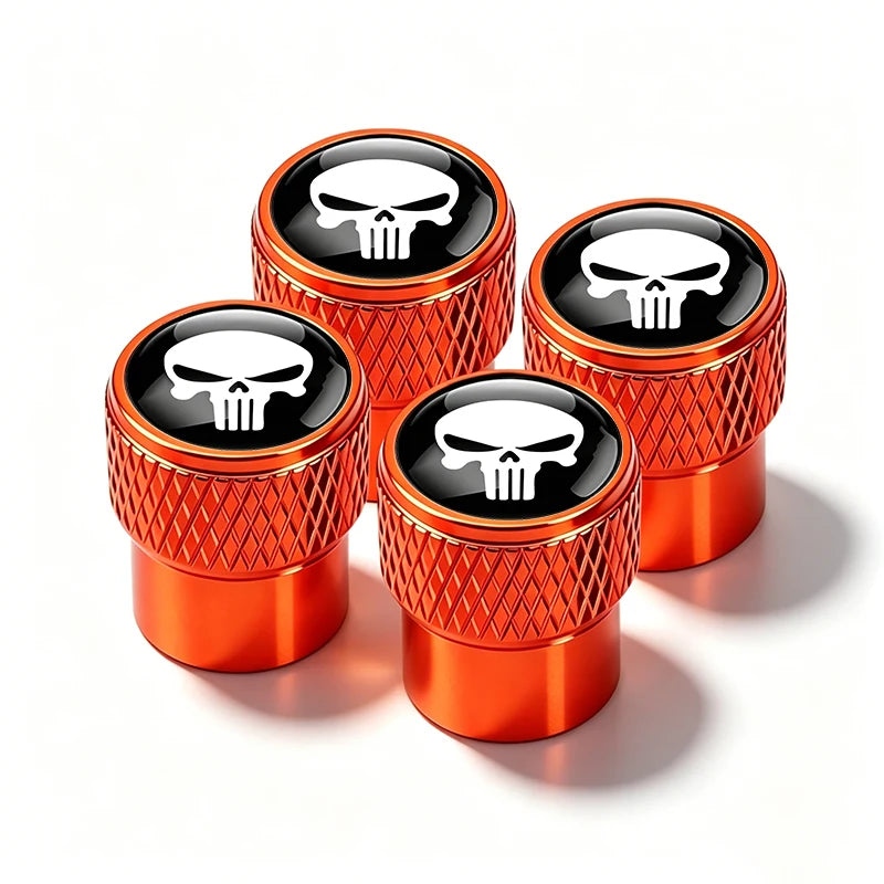 Metal Skull-Design Tire Valve Caps – Set of 4