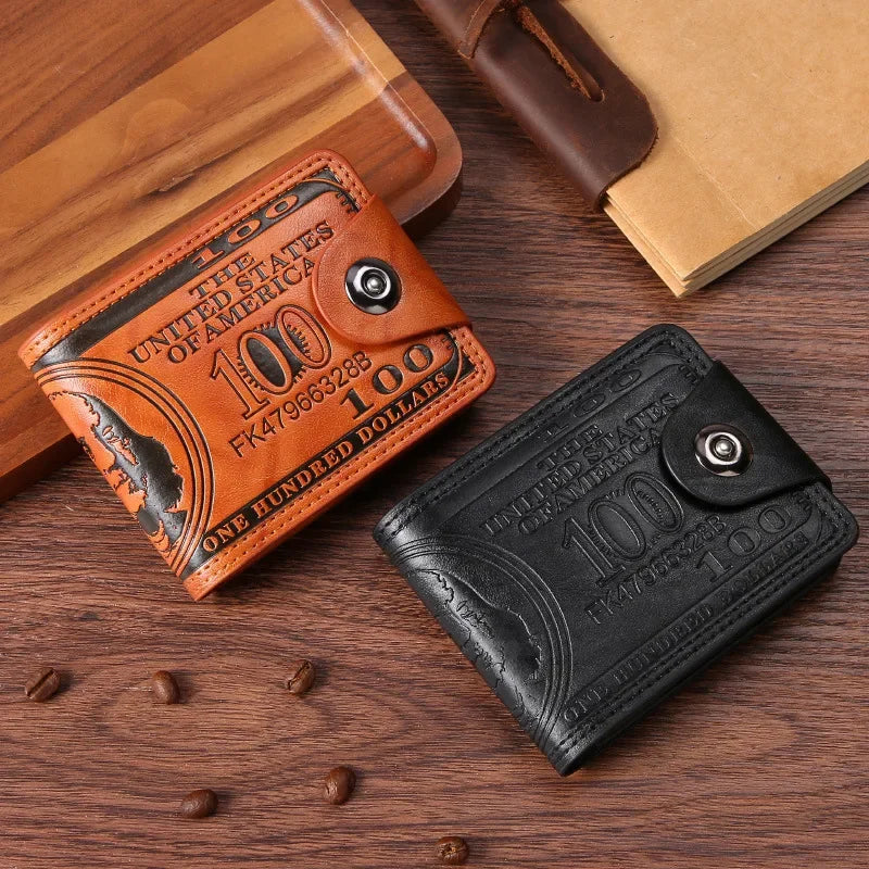 Men's Dollar-Print Card & Coin Wallet