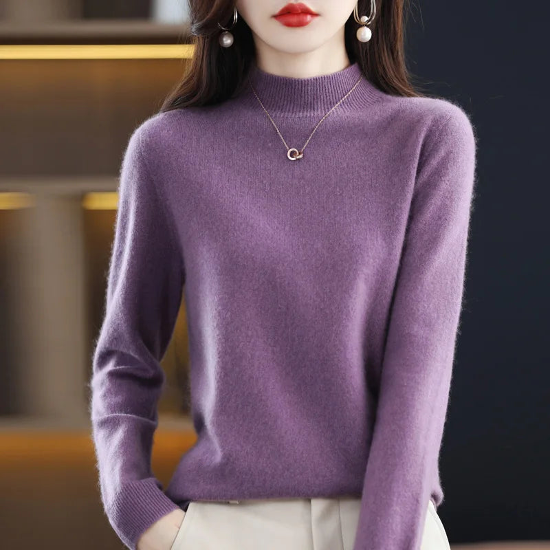 Women's Wool Mock-Neck Knit Sweater