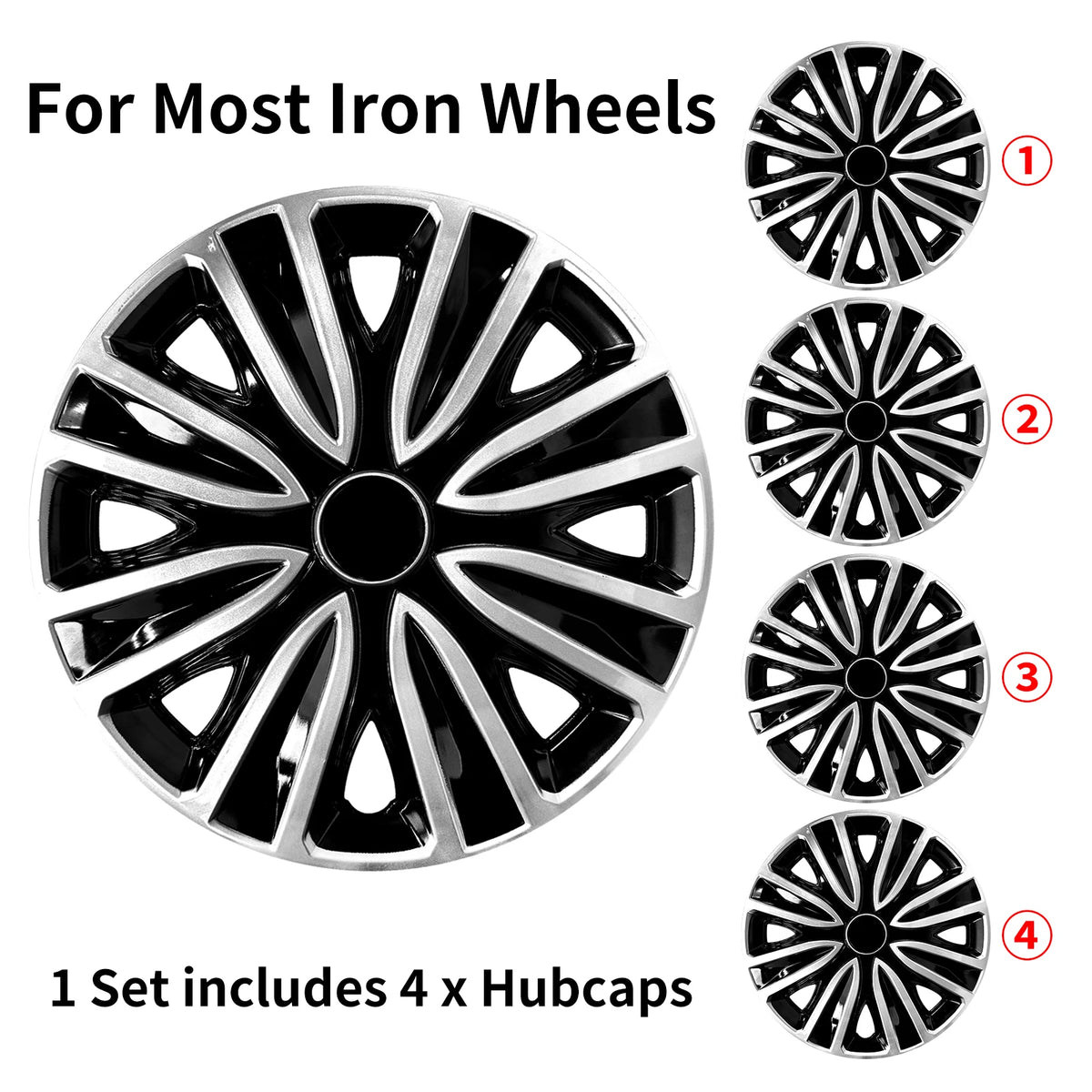 MOTENIO 15-Inch Wheel Covers – Set of 4