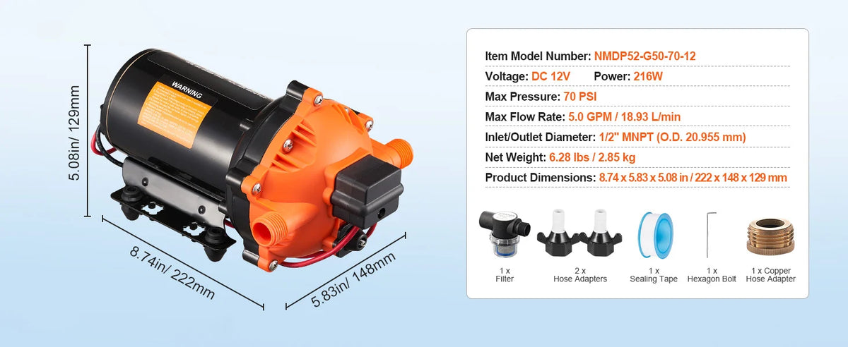 SucceBuy 12V Diaphragm Water Pump