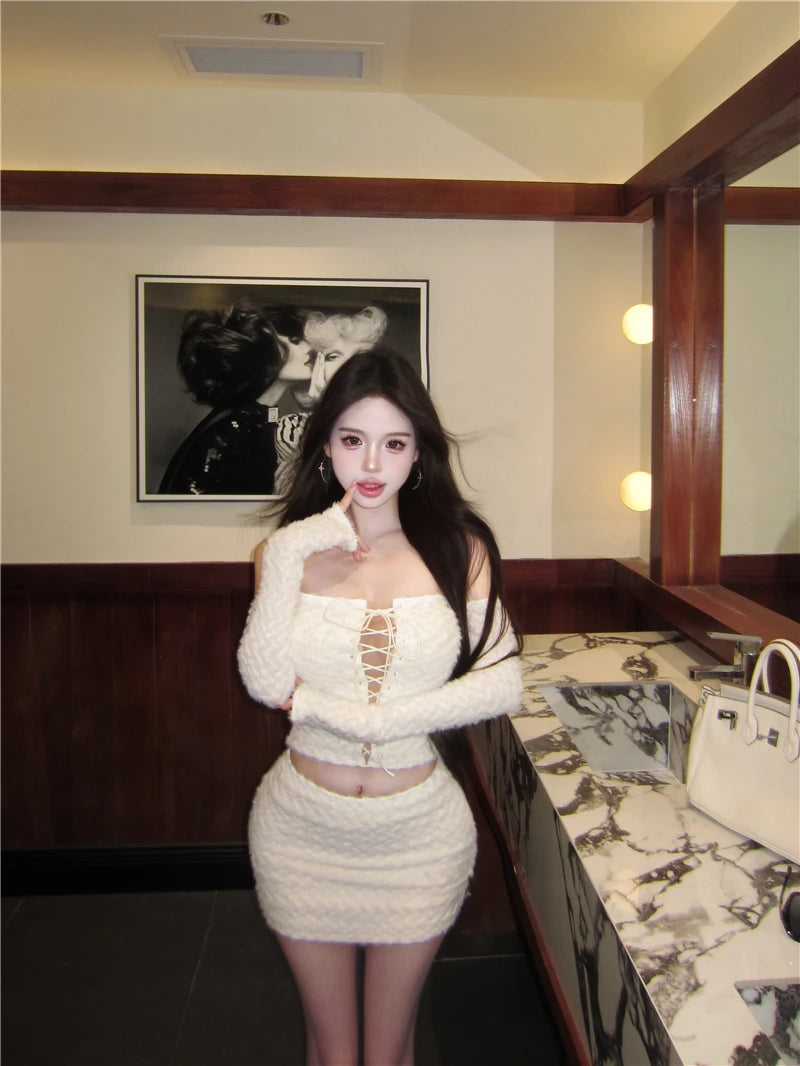 Cross-Strap Knit Top & Mini Skirt Separates
