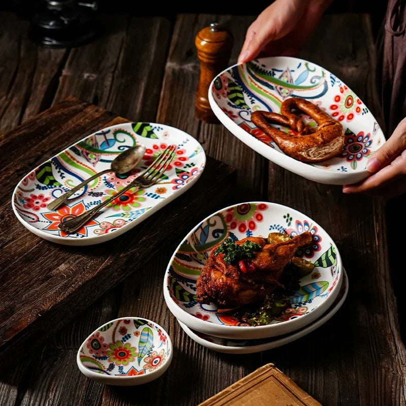 Floral Ceramic Dinner Plate — 8 Inch