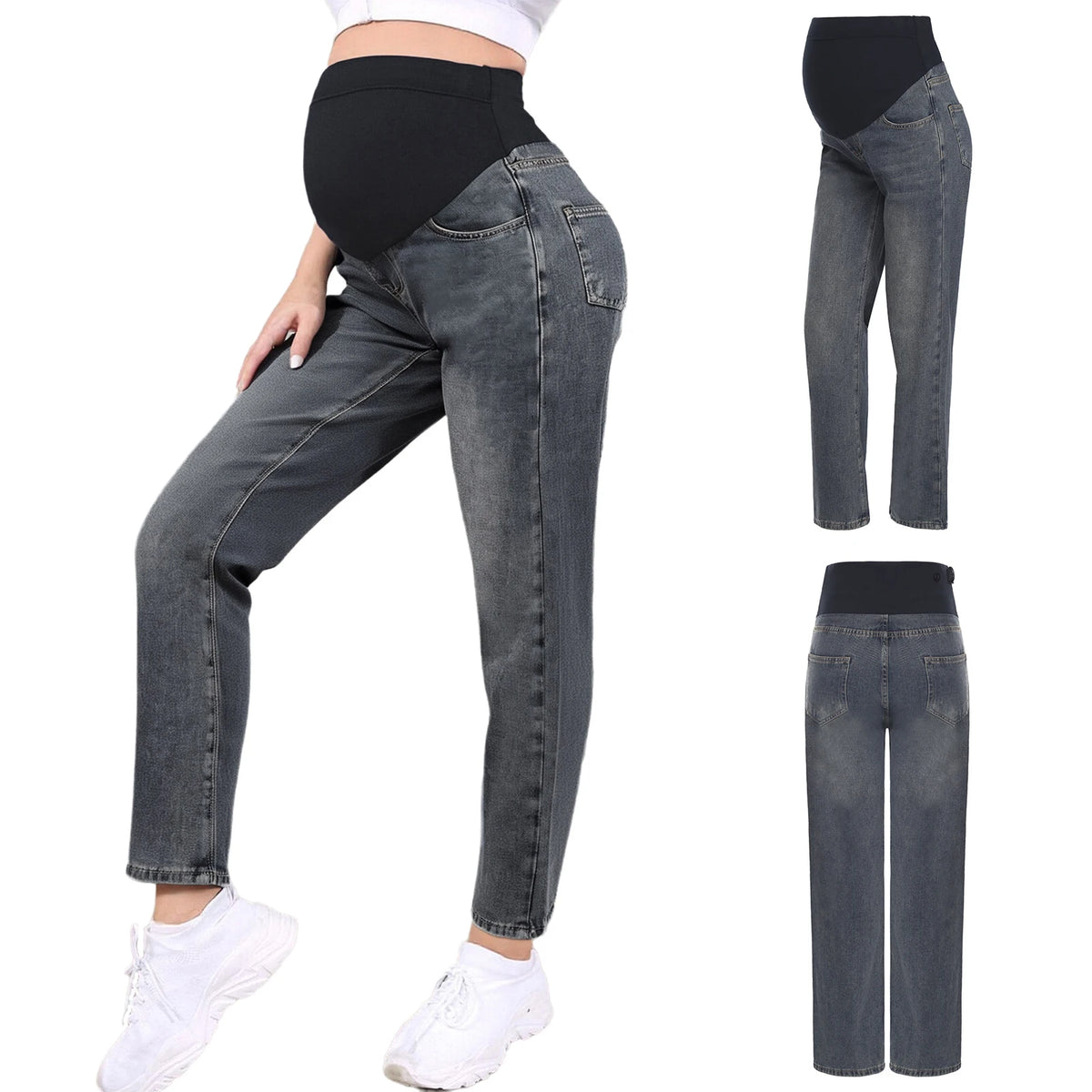 Pregnant Women Jeans High Waist Support Belly Maternity Hip Lifting Elastic Denim Pants Shorts for Daily Work Street Loungewear Whispering Desires Shoppe