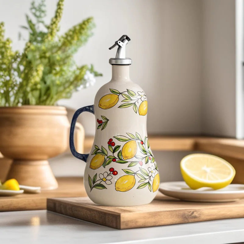 Decorative Ceramic Oil and Vinegar Dispenser