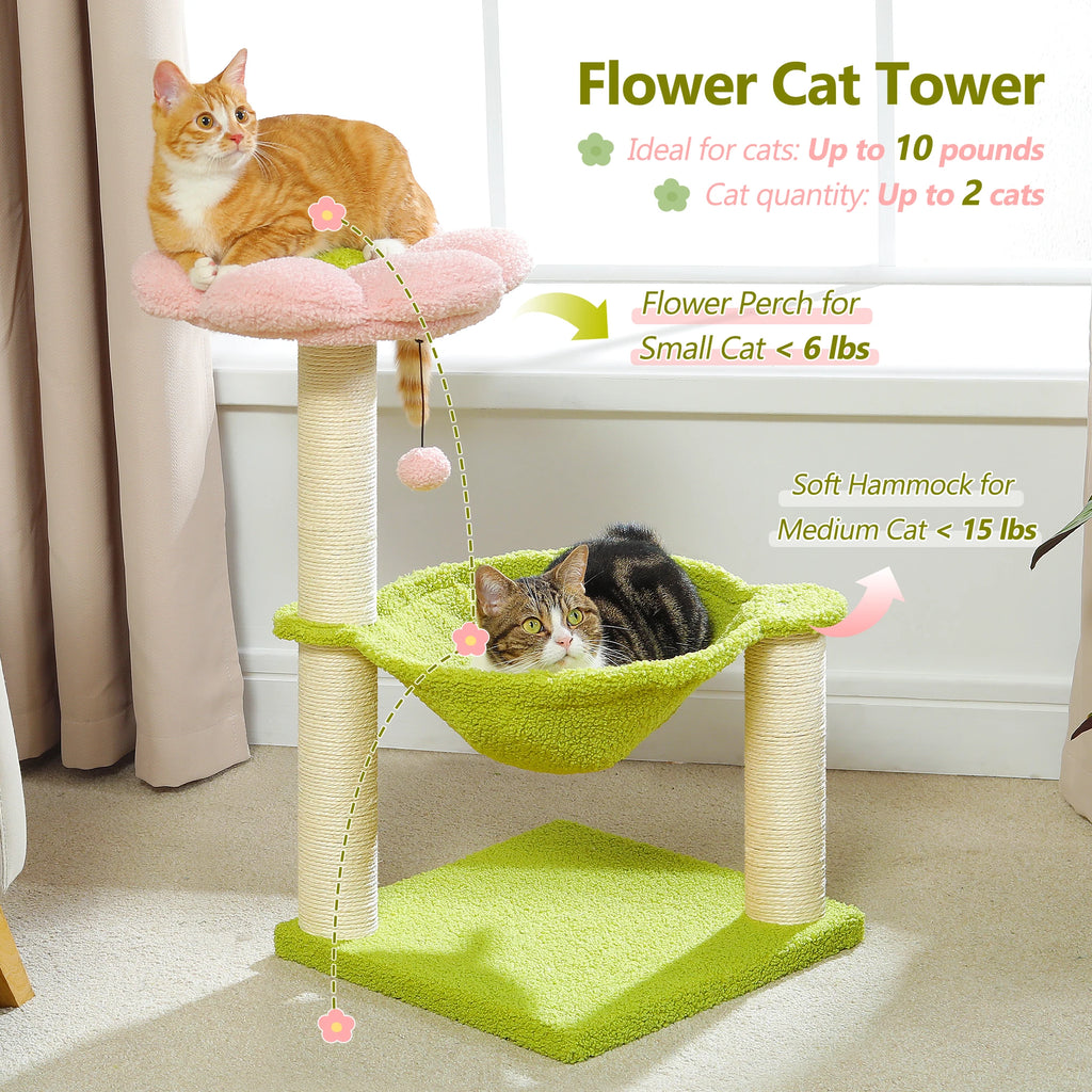 71cm Flower Cat Tree with Hammock & Scratching Post